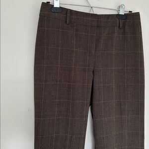Woman’s Tahari Brown and Pink Plaid Wide-Leg Work Pants